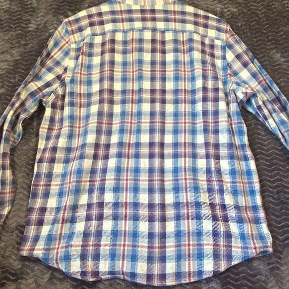 American Eagle Outfitters Mens XXL Long-Sleeve Blue Red Plaid Button-Down Shirt - Picture 6 of 9